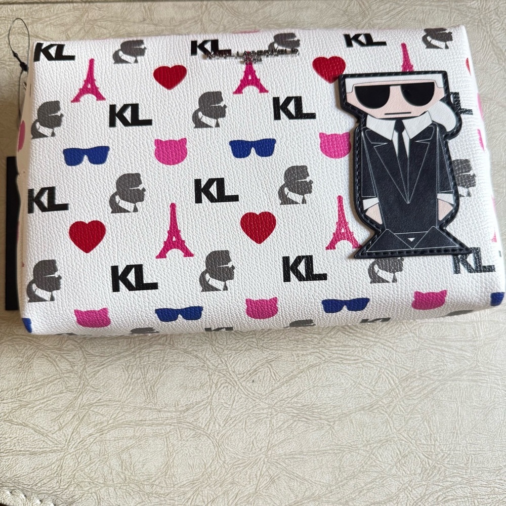 New KARL LAGERFELD PARIS Mini Printed Cosmetic Bag - Picture 9 of 10